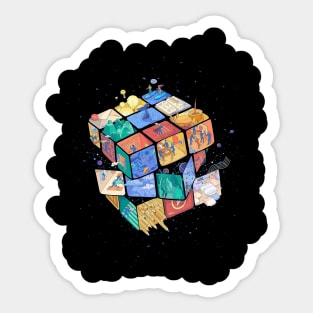 Love rubik awesome art space funny tee Sticker